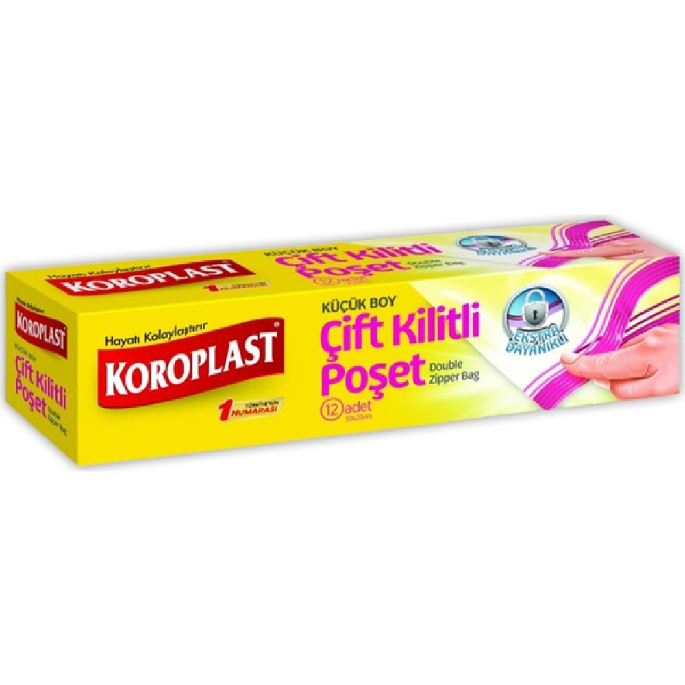 Koroplast Çift Kilitli Poşet 20x25 12'li Buzdolabı Poşeti Fiyatı