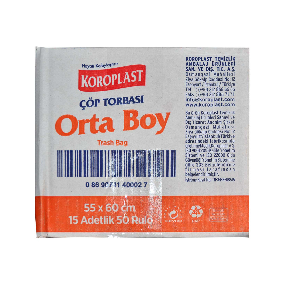 Koroplast Çöp Torbası 15'li Orta