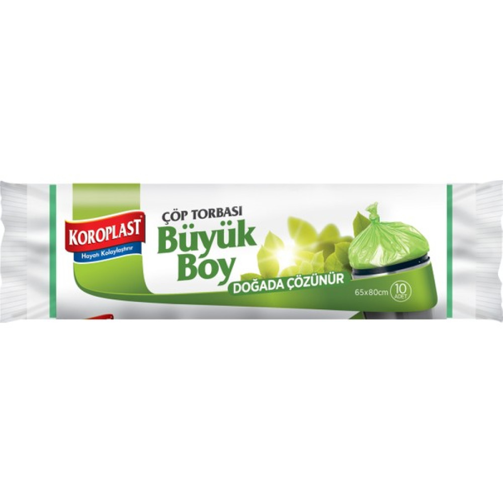 Koroplast Doğada Çözünür Büyük Boy Çöp Torbası 10'lu 65x80 cm Çöp Poşetleri Fiyatı
