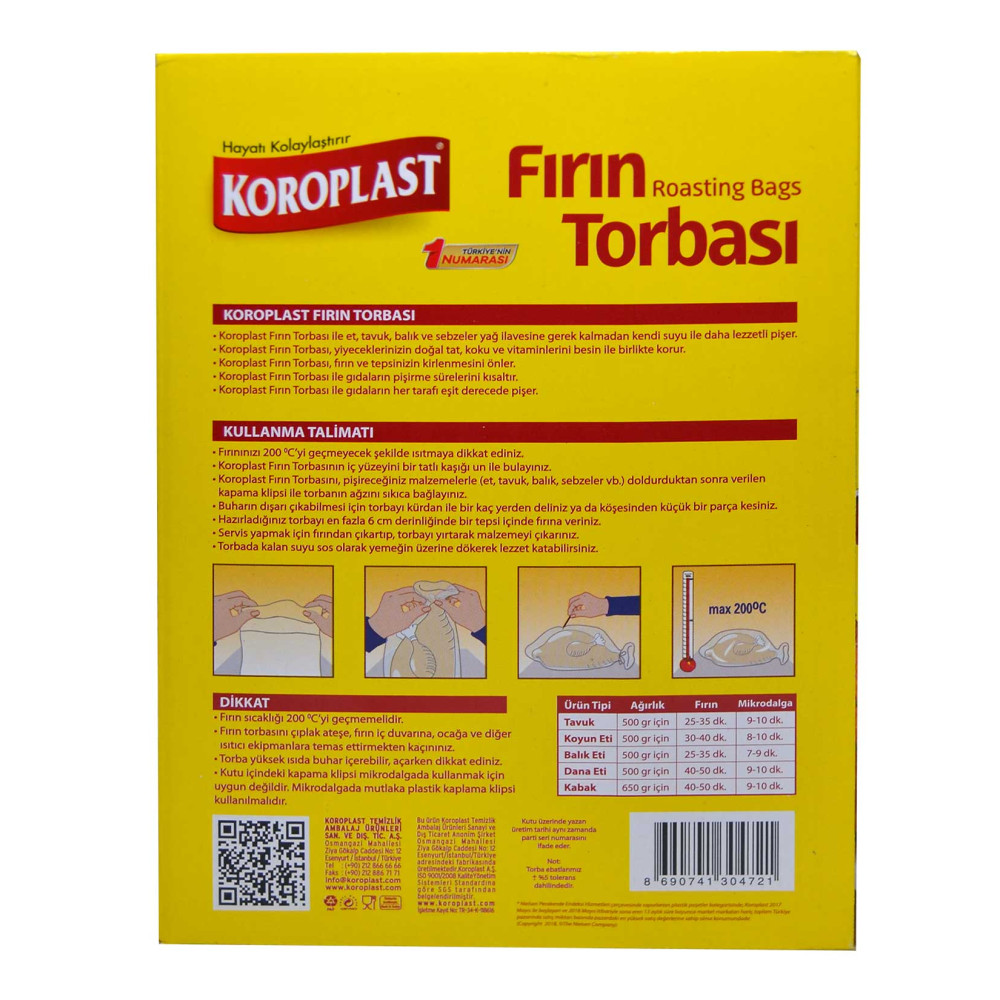 Koroplast Fırın Torbası 8'li