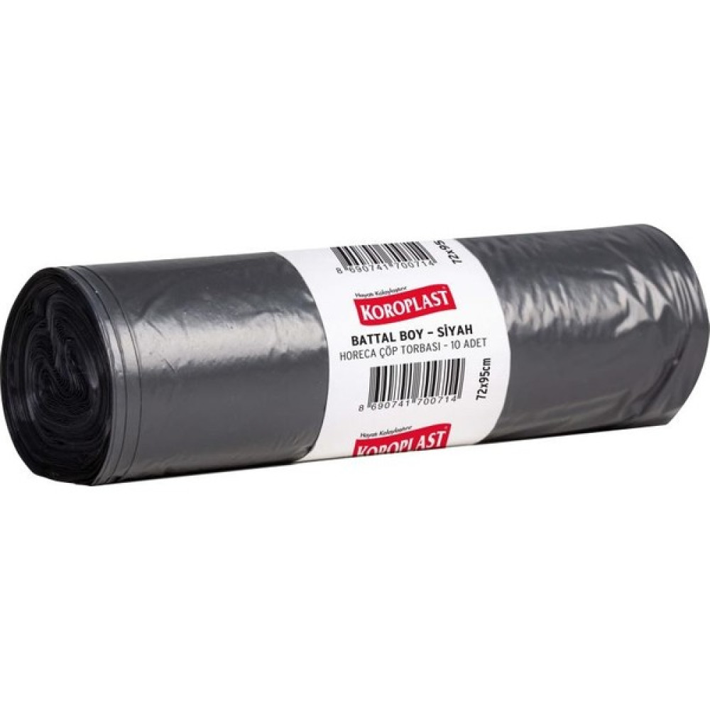 Koroplast Horeca Battal Boy Çöp Poşeti Siyah 10'lu 72 x 95 cm Kolide 20 Paket Çöp Poşetleri Fiyatı