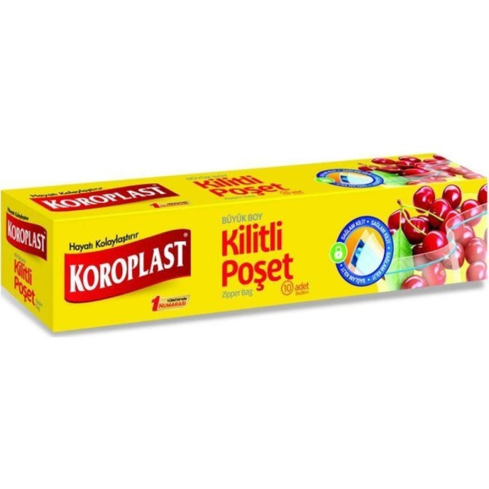 Koroplast Kilitli Poşet 10'lu Büyük Boy Buzdolabı Poşeti Fiyatı
