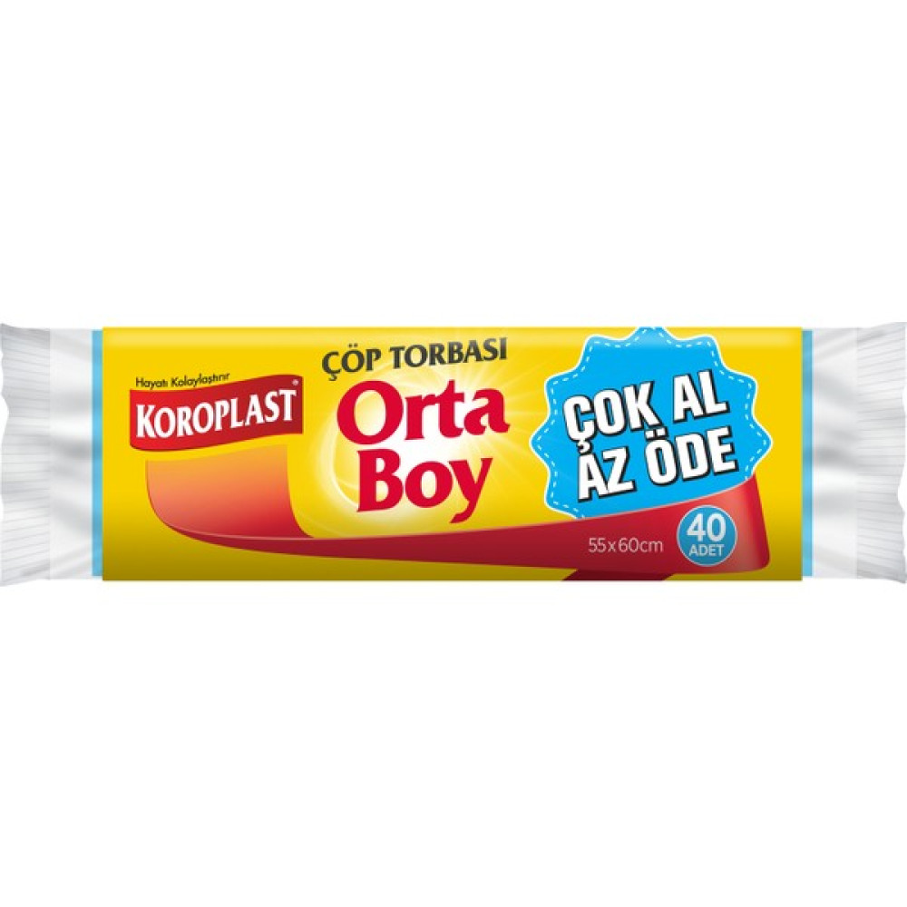 Koroplast Orta Boy Çöp Torbası 40'lı Çöp Poşetleri Fiyatı