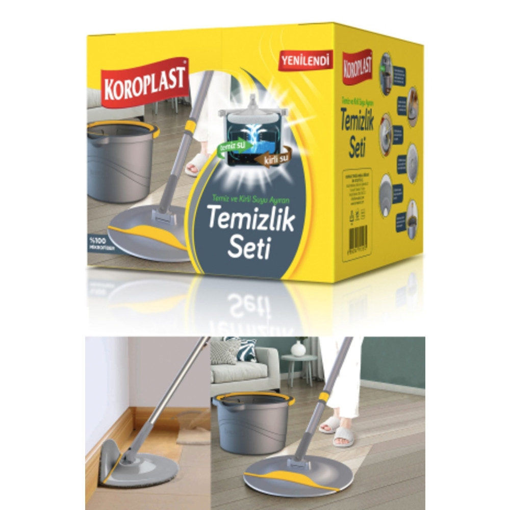 Koroplast Temizlik Seti Temiz ve Kirli Suyu Ayıran Temizlik Mopu Deterjan ve Temizlik Ürünleri Fiyatı