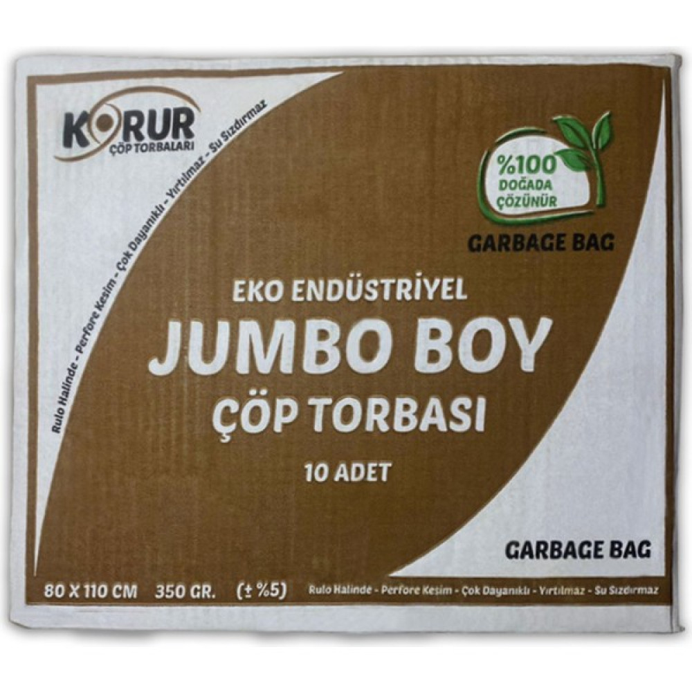 Korur Çöp Poşeti 80X110 cm 350 gr Siyah Jumbo 1 Koli 20 Rulo 200 Adet - 80 x 110 cm Çöp Poşetleri Fiyatı