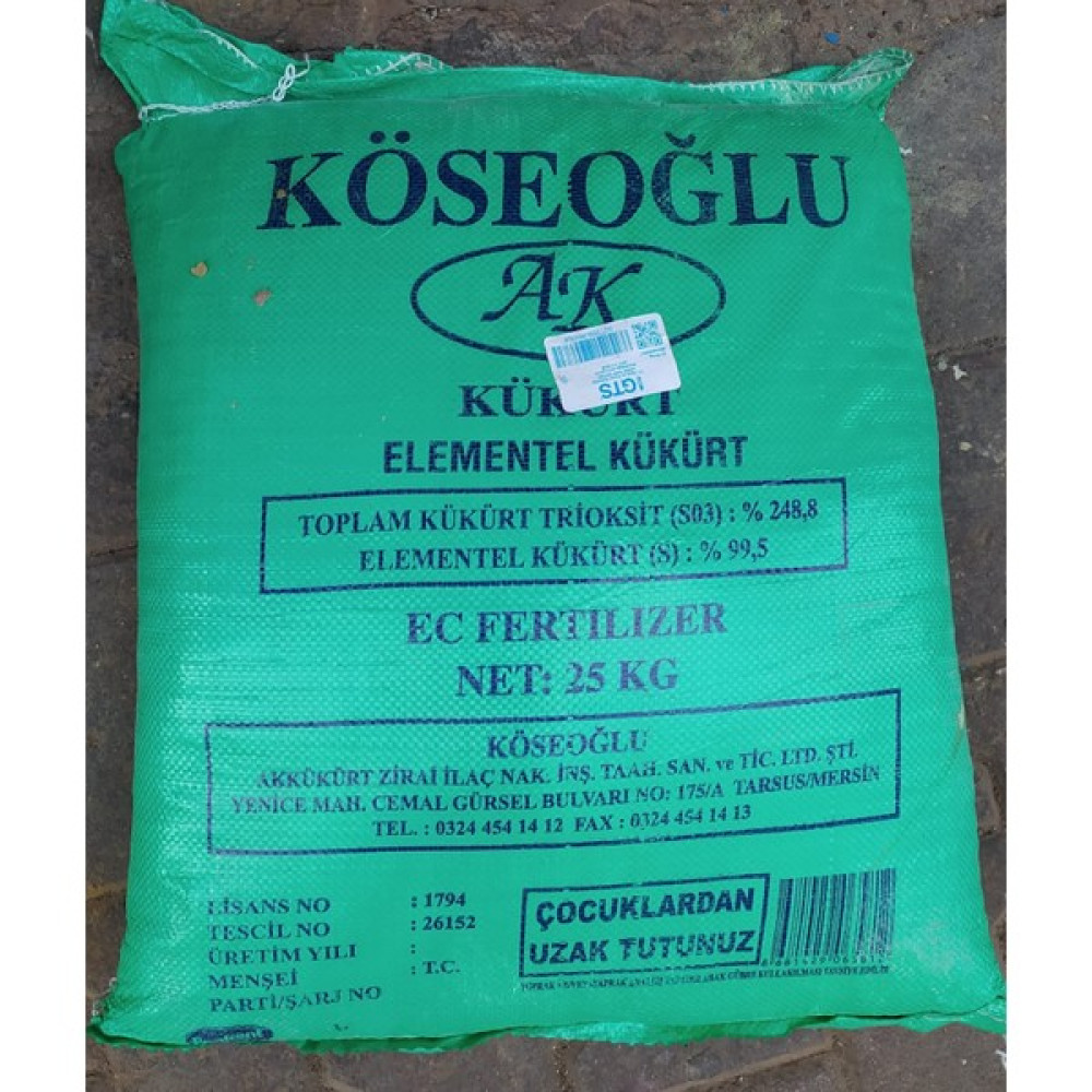 Köseoğlu Kükürt 25 kg Gübre Fiyatı