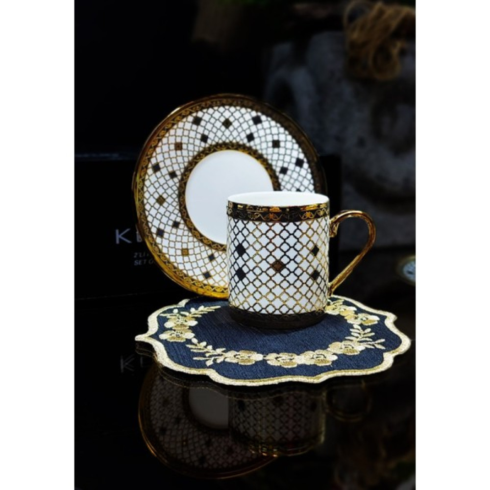 Kosova Züccaciye Kosova Sunum Peçeteli Ikili(2'li) Black Violet Fincan Takımı&seti - Gold - 95 ml Fincan / Bardak / Kahve Takımı Fiyatı