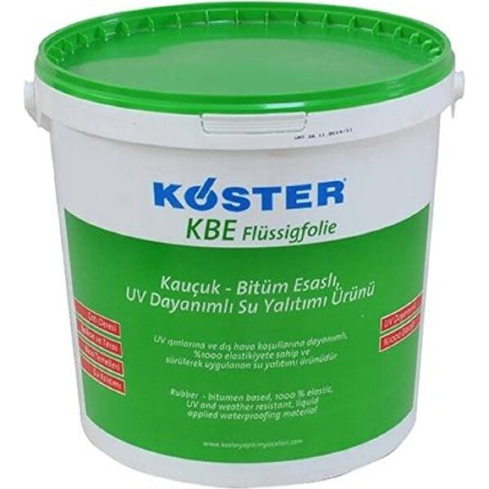 Köster Kbe Flüssigfolie Bitüm Kauçuk Uv Dayanımlı Likit Membran Su Yalıtımı 20 kg Dış Cephe Yalıtım Malzemeleri Fiyatı