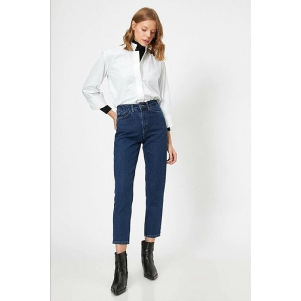 Kot Modası Carmella Koyu Mom Jean Pantolon Bayan Jeans / Kot Pantolon Fiyatı