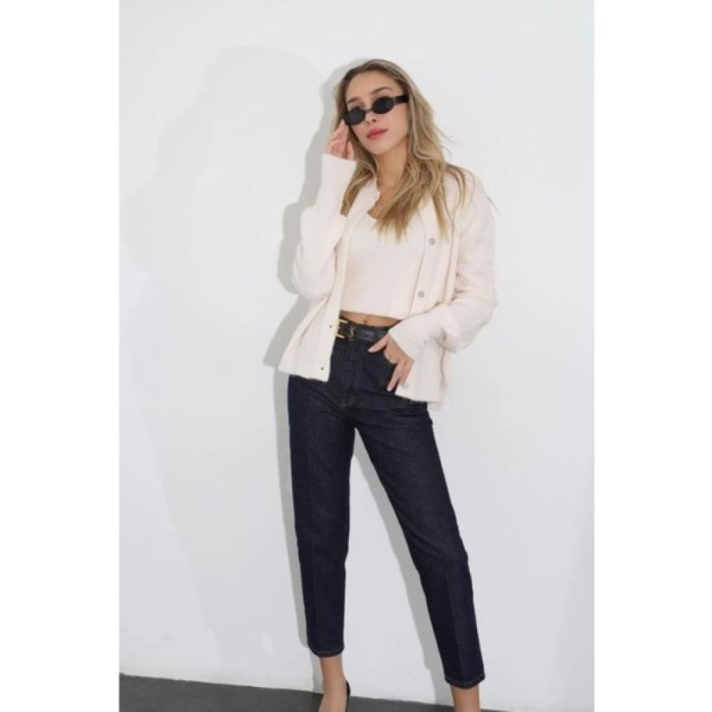 Kot Modası Koyu Mom Fit Jean Kot Pantolon Bayan Jeans / Kot Pantolon Fiyatı