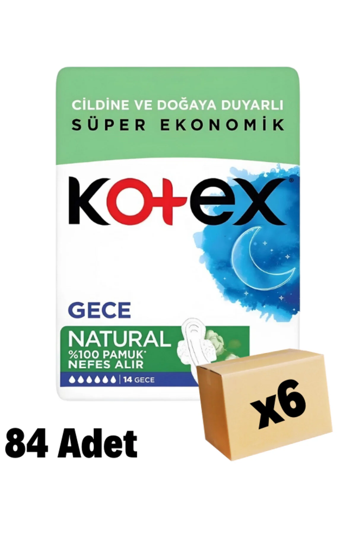 Kotex Natural Gece Hijyenik Ped 14lü 6 Adet" Hijyenik Pedler ve Tamponlar Fiyatı