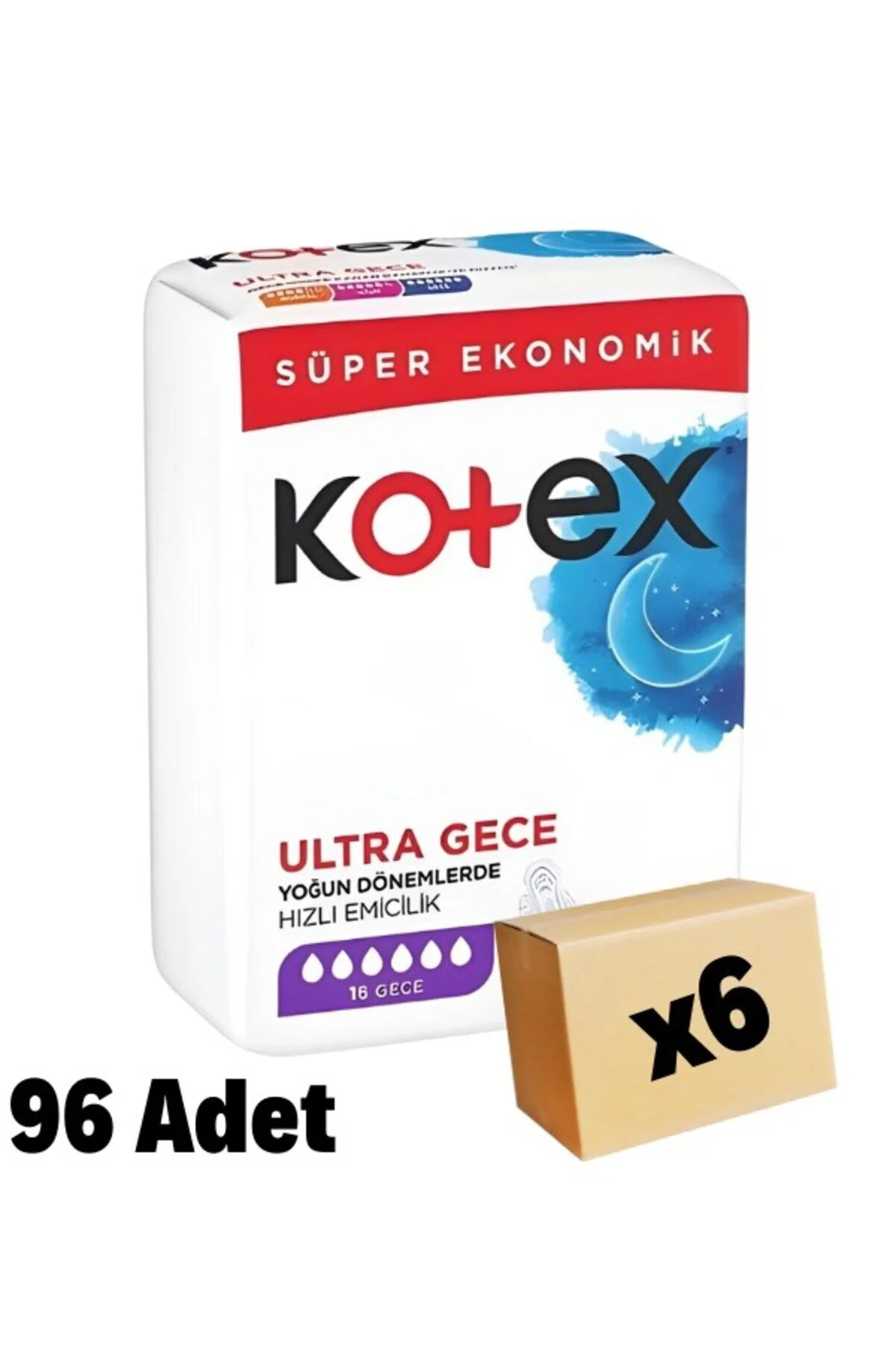 Kotex Ultra Quadro Süper Eko Gece 16 Lı X 6 Adet" Hijyenik Pedler ve Tamponlar Fiyatı