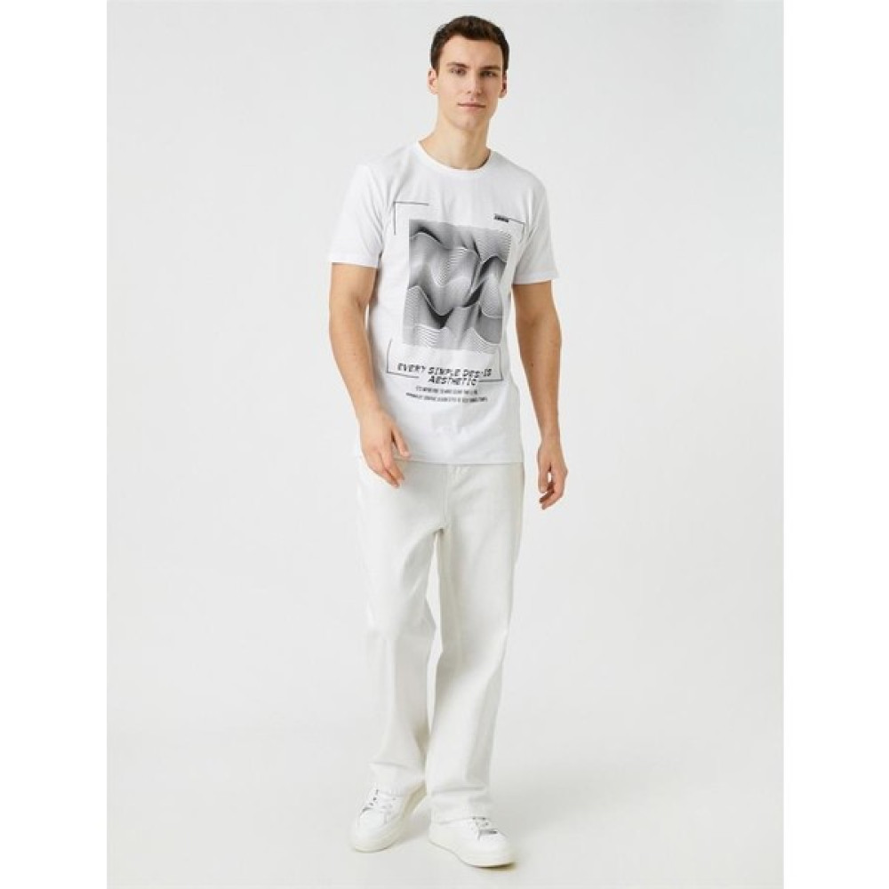 Koton 3SAM10035HK 000 Beyaz Erkek Pamuk Jersey T-Shirt T-Shirt & Sweatshirt (Outdoor) Fiyatı