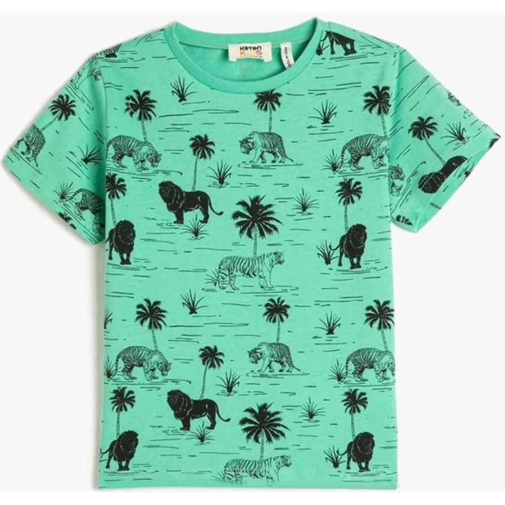 Koton 3SKB10187TK 911 A.yeşil Desenli Erkek Çocuk Pamuk Jersey T-Shirt T-Shirt & Sweatshirt (Outdoor) Fiyatı