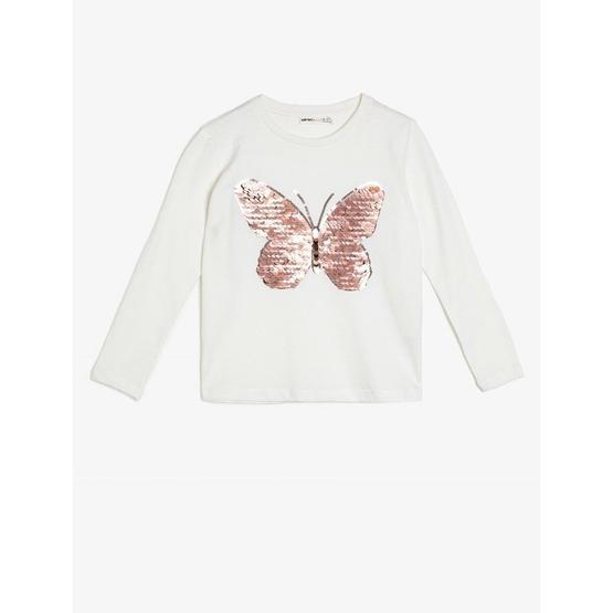 Koton 8KKG17163GK Ekru Kız Çocuk Pul Detaylı T-Shirt Kız Çocuk T-shirt Fiyatı