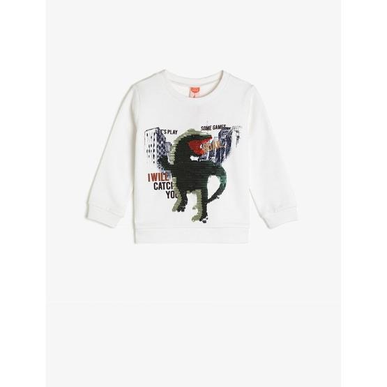 Koton 8KKG17163GK Ekru Kız Çocuk Pul Detaylı T-Shirt