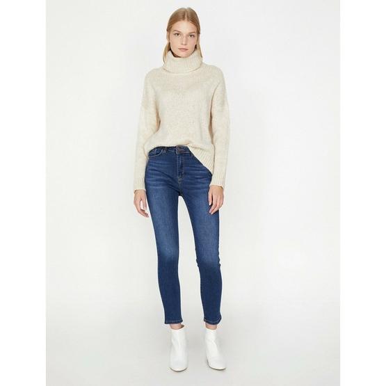 Koton 9KAK47648DD Mavi Dar Kesim Normal Bel Kadın Jean Pantolon
