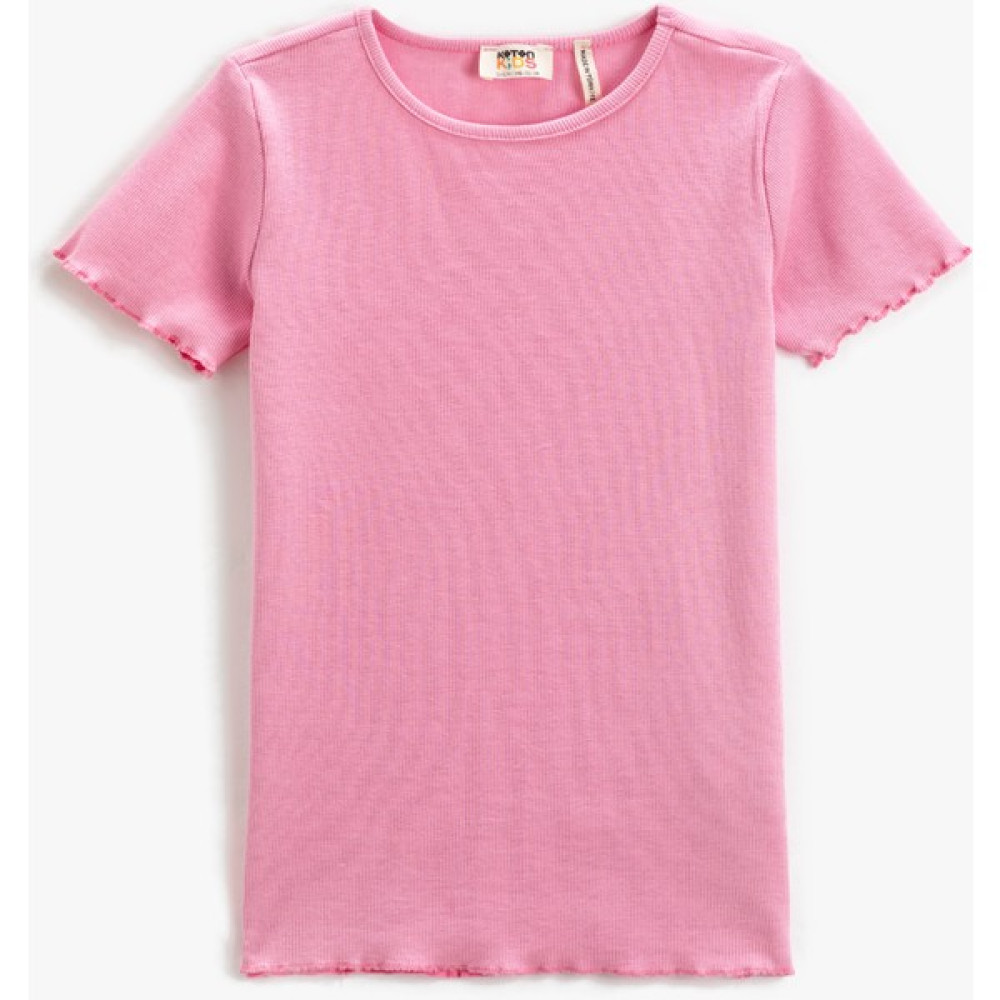 Koton Basic Tişört Slim Fit Kısa Kollu Bisiklet Yaka Ribanalı Kız Çocuk T-shirt Fiyatı