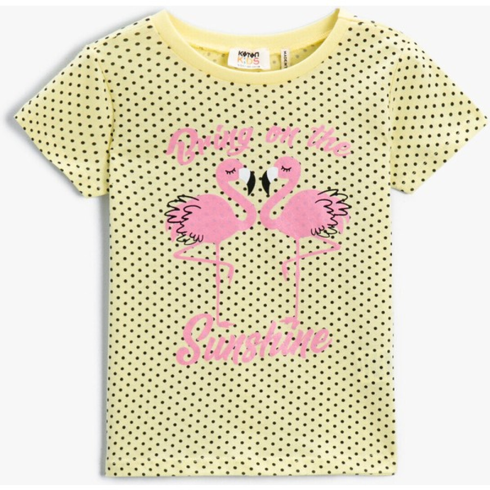 Koton Bisiklet Yaka Normal Kalıp Baskılı Kız Çocuk T-Shirt - 2Skg10056Ak Kız Çocuk T-shirt Fiyatı