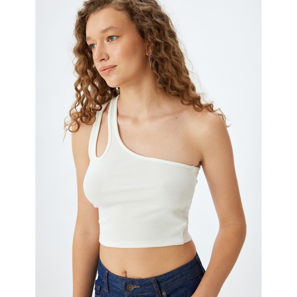 Koton Crop Atlet Tek Omuz Pencere Detaylı Kolsuz Bayan Atlet Fiyatı