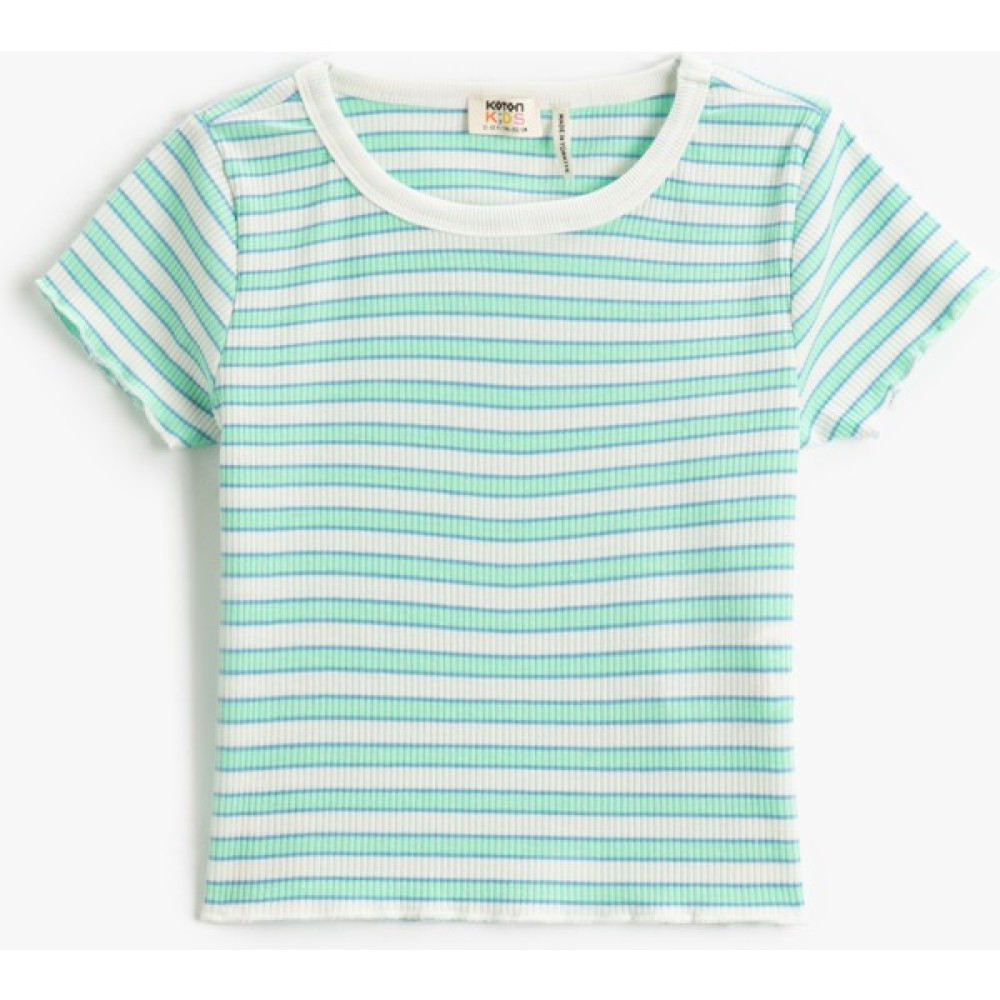 Koton Crop Tişört Dar Kalıp Kısa Kollu Bisiklet Yaka Pamuklu Kız Çocuk T-shirt Fiyatı