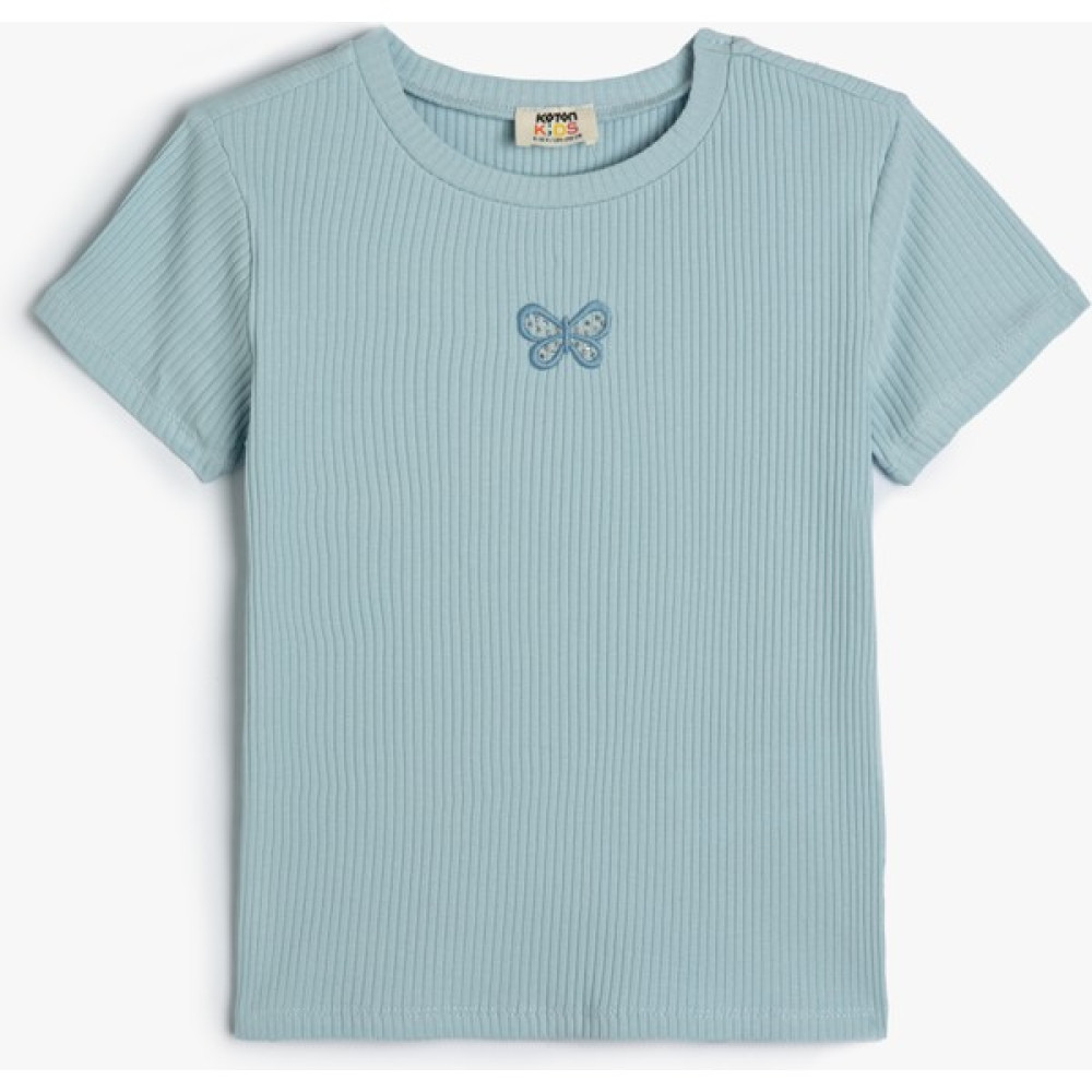 Koton Crop Tişört Kısa Kollu Ribanalı Bisiklet Yaka Pamuklu Kız Çocuk T-shirt Fiyatı