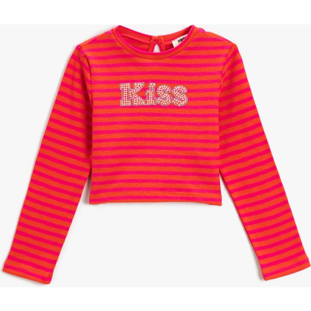 Koton Crop Uzun Kollu Tişört İşlemeli Kız Çocuk T-shirt Fiyatı