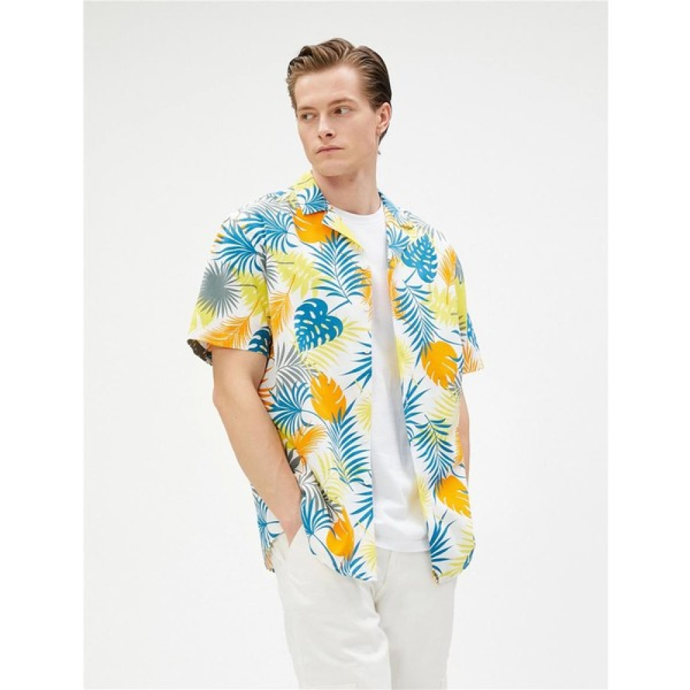 Koton Hawaii Gömlek Kısa Kollu Apaş Yaka Baskılı Pamuklu Erkek Gömlek Fiyatı