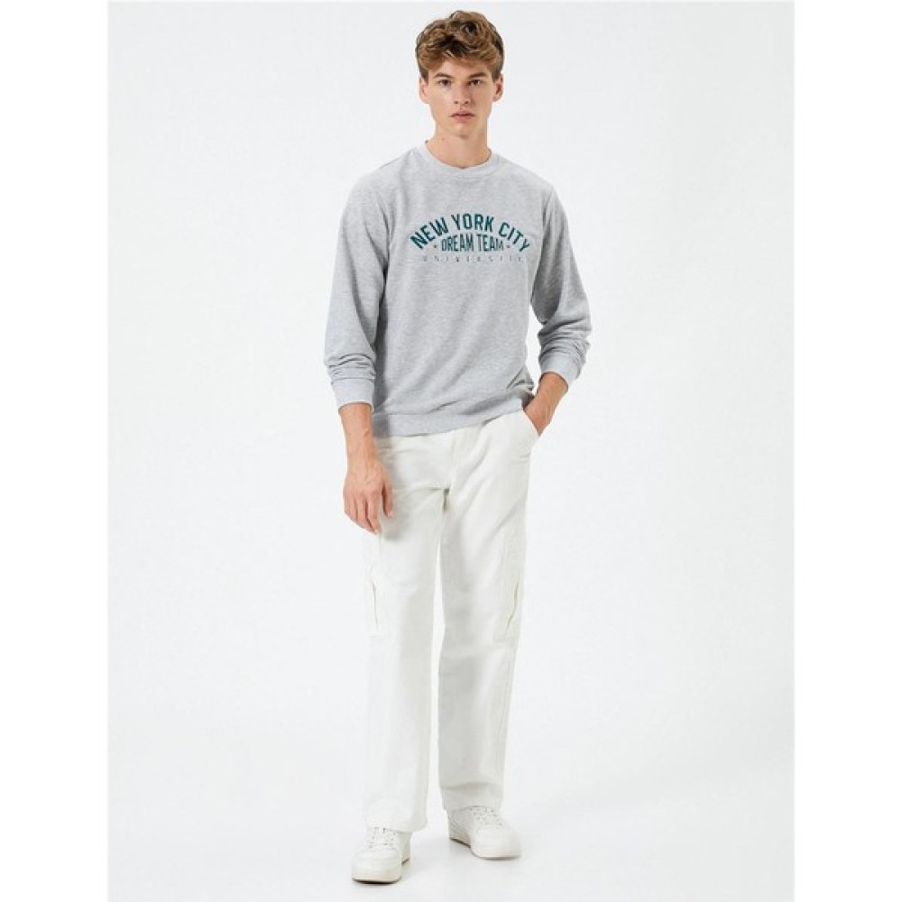 Koton K24 4Wam70050Mk 023 Gri Erkek Pamuk Sweatshirt Erkek Sweatshirt Fiyatı
