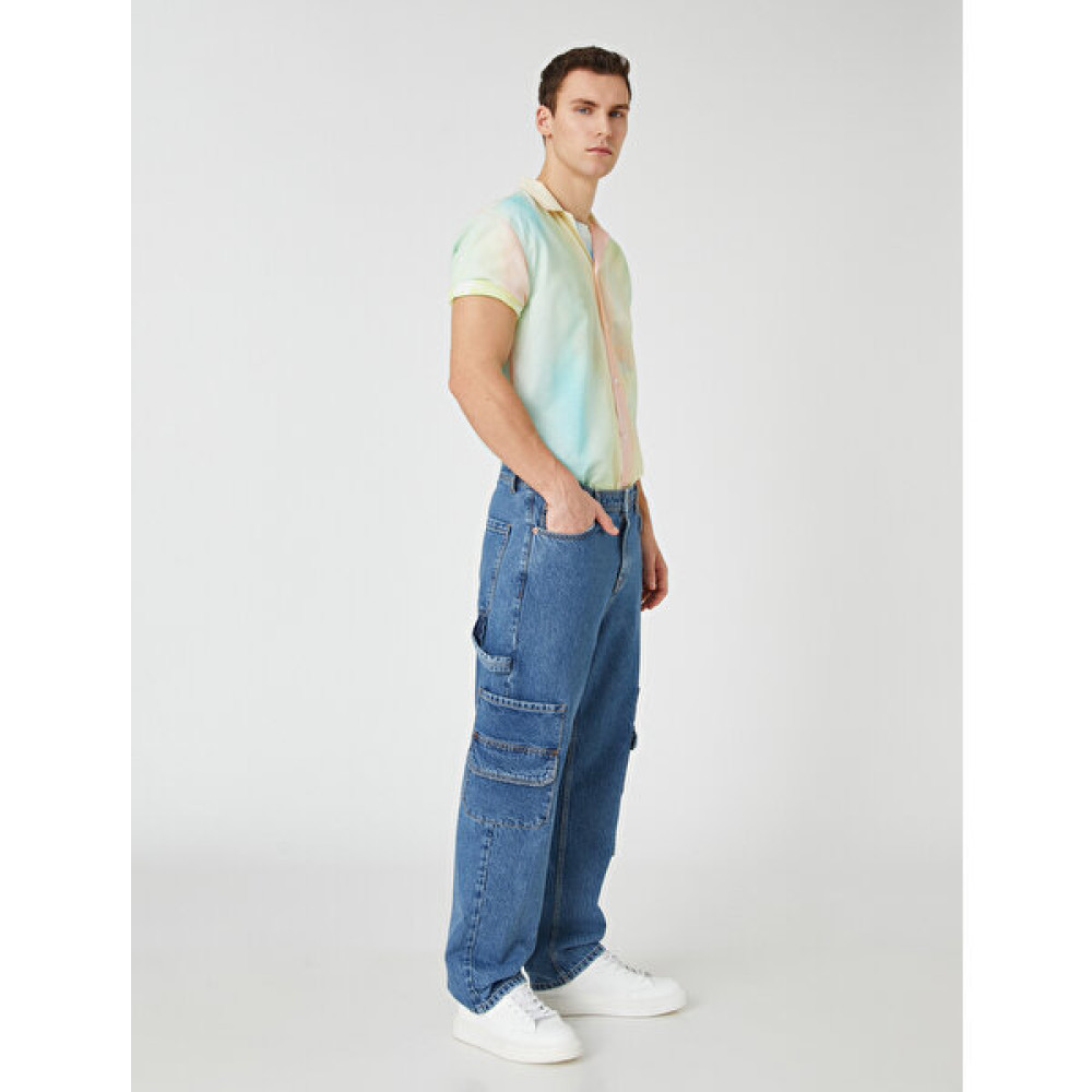Koton Kargo Kot Pantolon Cep Detaylı Düğmeli Pamuklu Erkek Jeans / Kot Pantolon Fiyatı