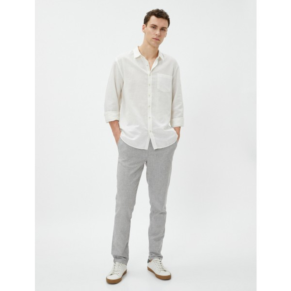 Koton Keten Karışımlı Pantolon Beli Bağcıklı Cep Detaylı Erkek Jeans / Kot Pantolon Fiyatı