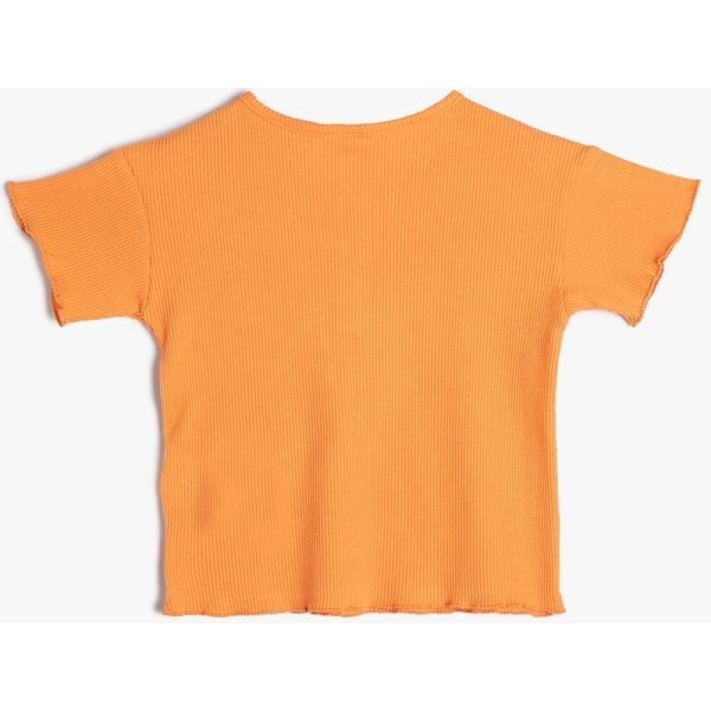 Koton Kız Bebek Tişört Çıtçıt Düğme Detaylı Yuvarlak Yaka Kısa Kollu Kız Çocuk T-shirt Fiyatı