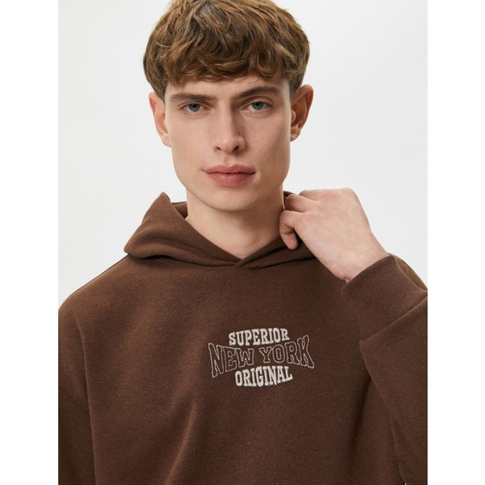 Koton Oversize Hoodie Kolej Işlemeli Kanguru Cep Detaylı Şardonlu Erkek Sweatshirt Fiyatı