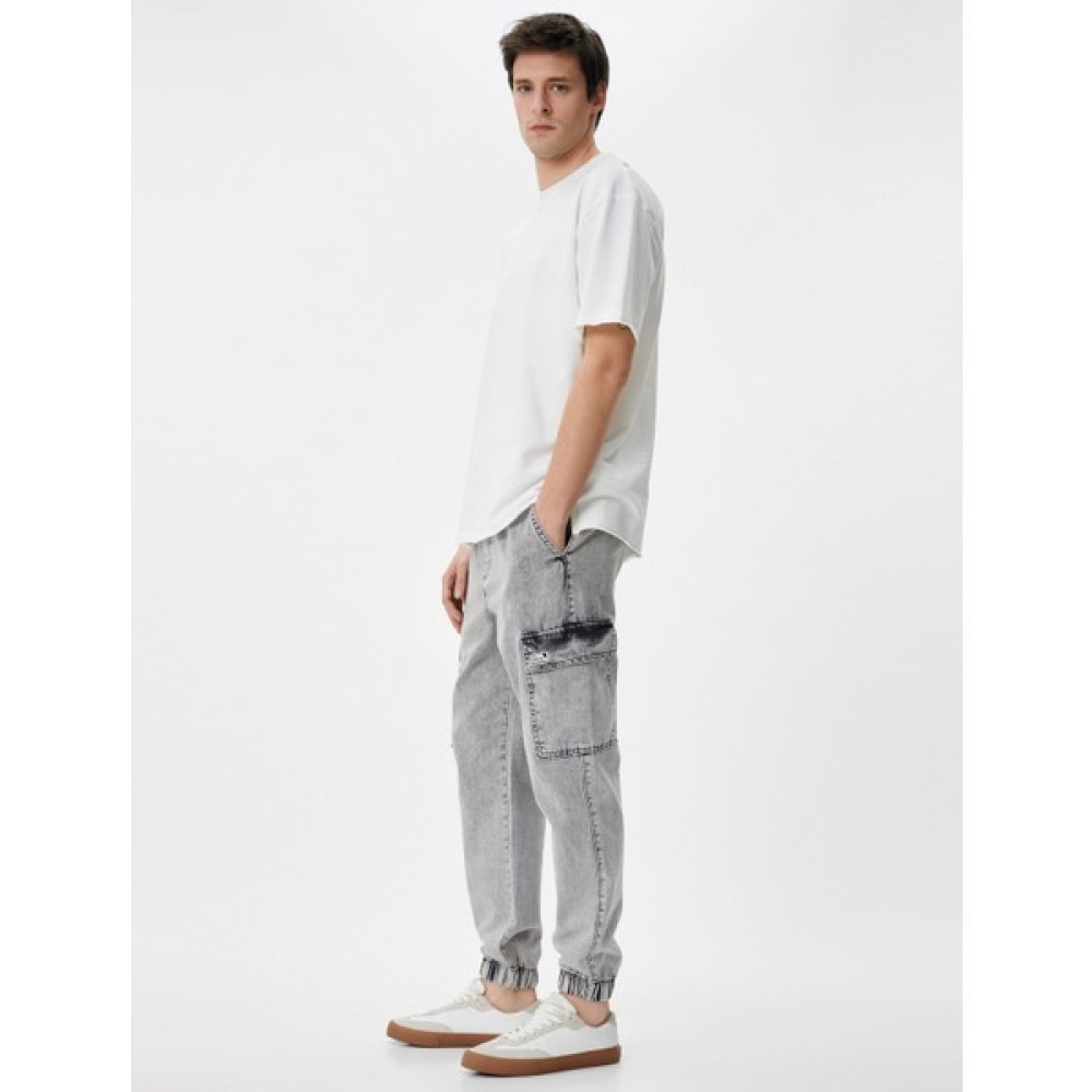 Koton Oversize Kot Pantolon Jogger Kargo Cepli Beli Bağcıklı Yıkamalı Erkek Jeans / Kot Pantolon Fiyatı