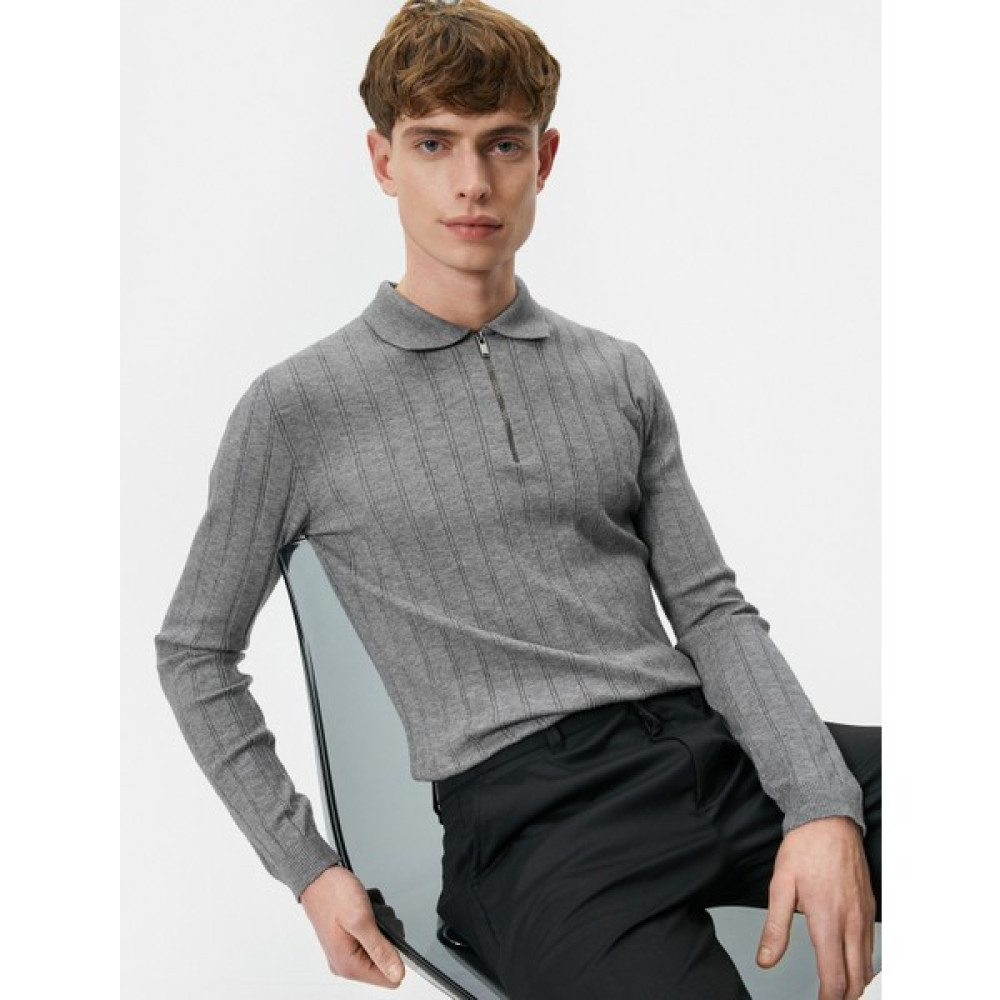 Koton Polo Yaka Kazak Yarım Fermuarlı Slim Fit Dokulu Erkek Kazak & Süveter & Triko Fiyatı