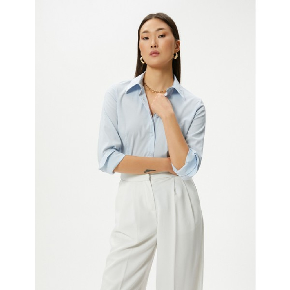 Koton Slim Fit Gömlek Uzun Kollu Düğmeli Manşet Yaka Kadın Gömlek Fiyatı