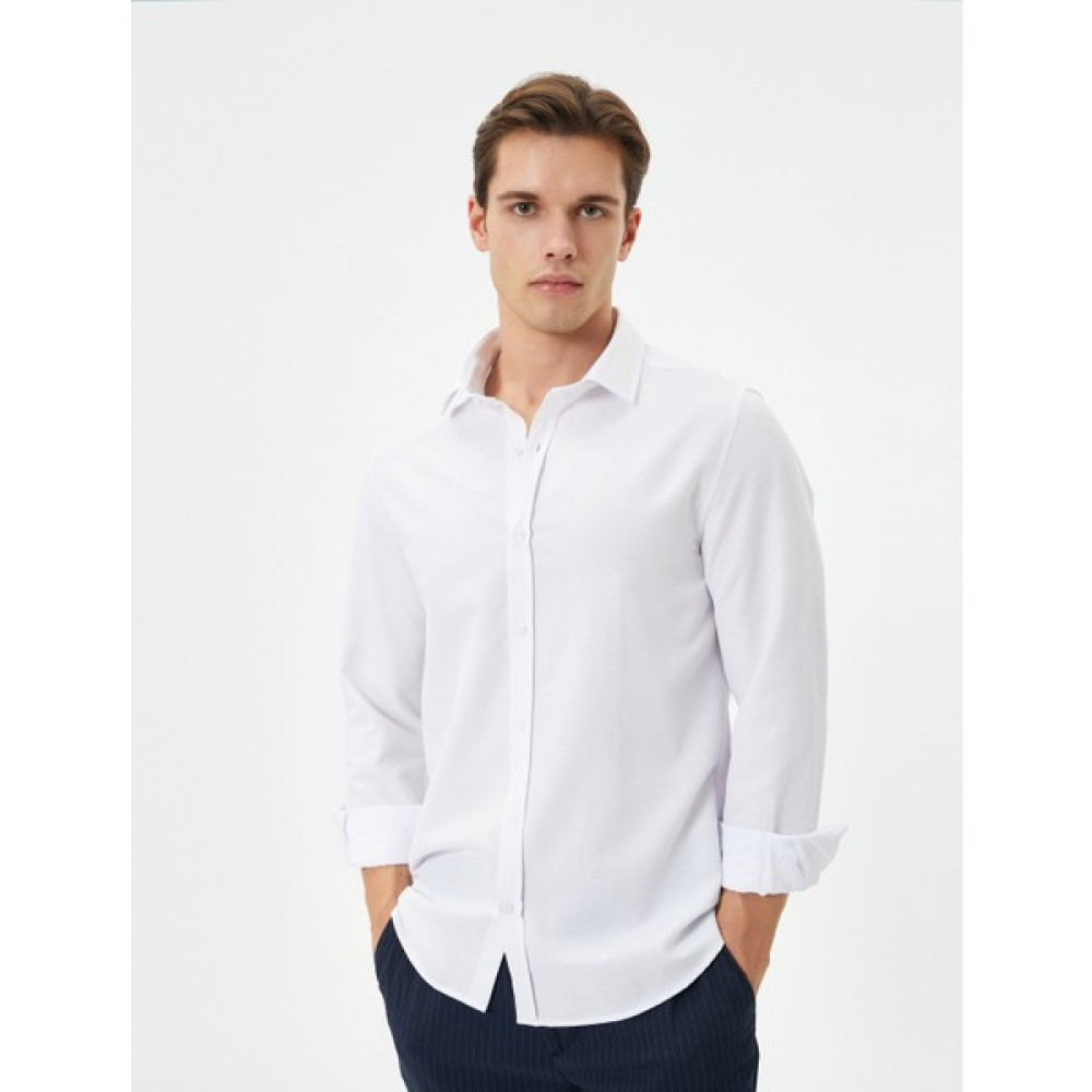 Koton Slim Fit Gömlek Yarım Italyan Yaka Uzun Kollu Erkek Gömlek Fiyatı