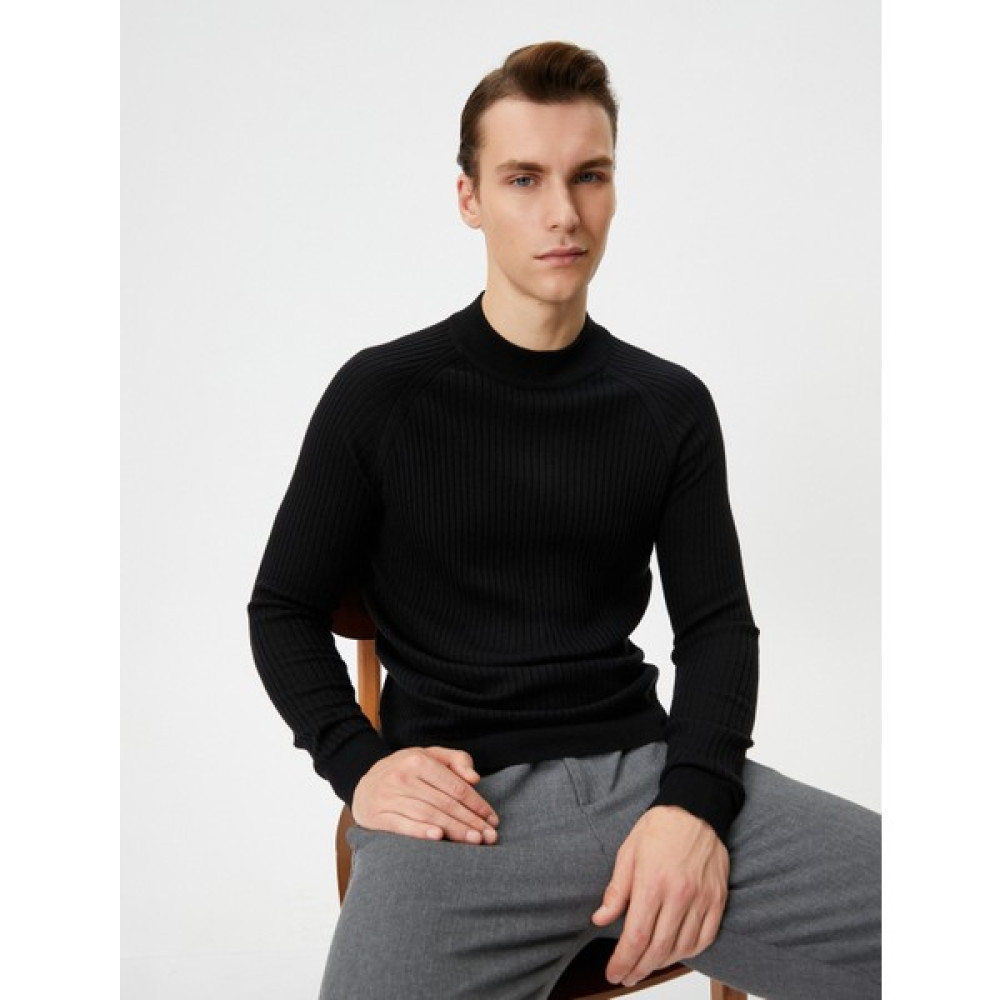 Koton Slim Fit Kazak Triko Dik Yaka Reglan Kollu Dokulu Erkek Kazak & Süveter & Triko Fiyatı