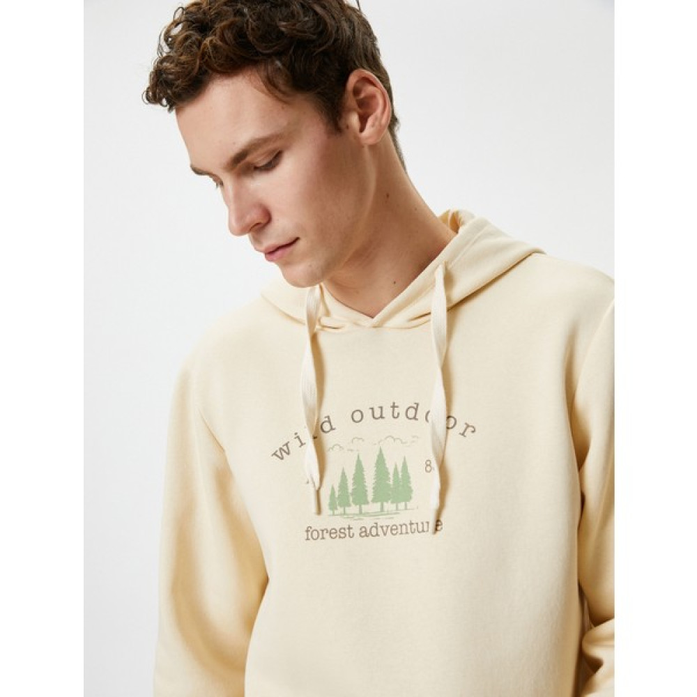 Koton Slogan Baskılı Hoodie Kanguru Cepli Manzara Detaylı Erkek Sweatshirt Fiyatı