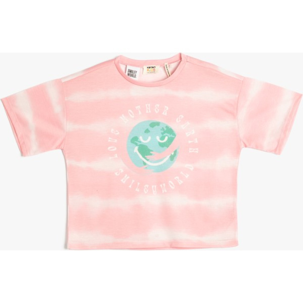 Koton SmileyWorld® Tişört Lisanslı Kısa Kollu Batik Desenli Pamuklu Kız Çocuk T-shirt Fiyatı