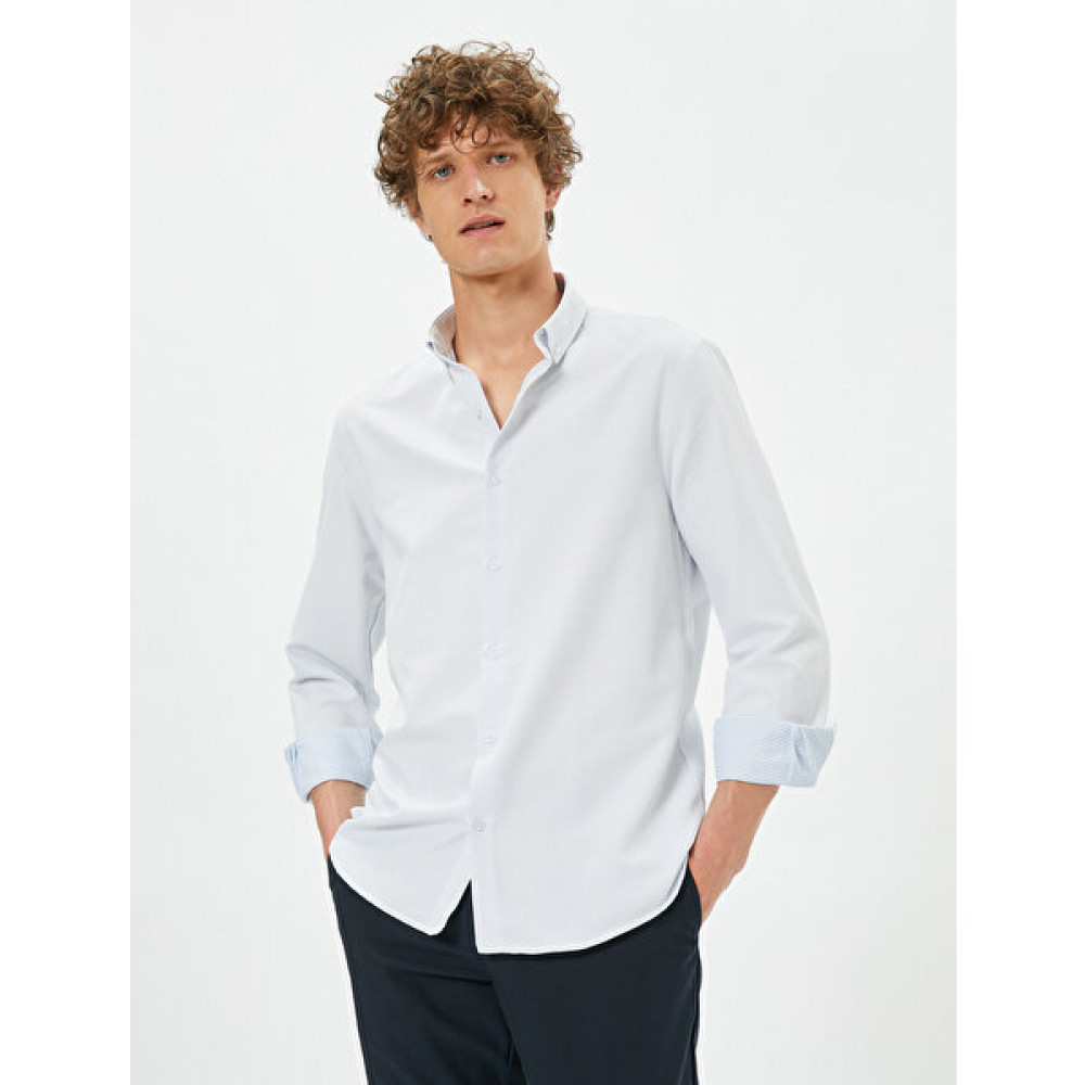 Koton Spor Gömlek Slim Fit Minimal Baskı Detaylı Klasik Yaka Uzun Kollu Erkek Gömlek Fiyatı