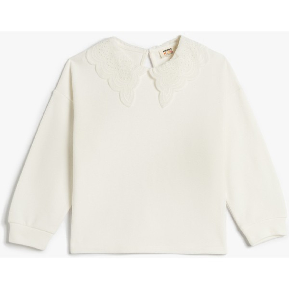 Koton Sweatshirt Dantelli Geniş Yaka Detaylı Yumuşak Dokulu Uzun Kollu Kız Çocuk Sweatshirt Fiyatı