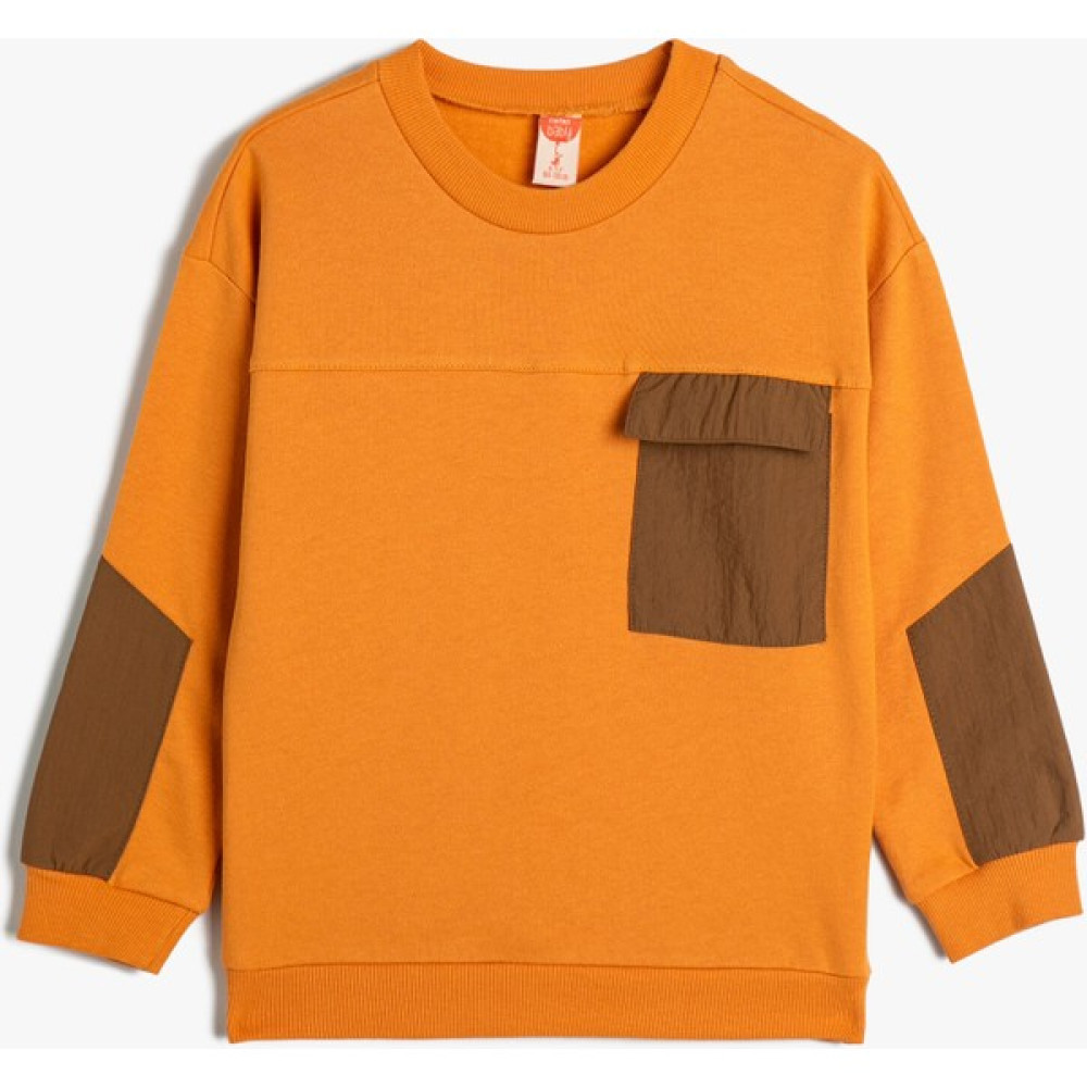 Koton Sweatshirt Uzun Kollu Bisiklet Yaka Cep Detaylı Şardonlu Pamuklu Bebek Sweat Shirt Fiyatı