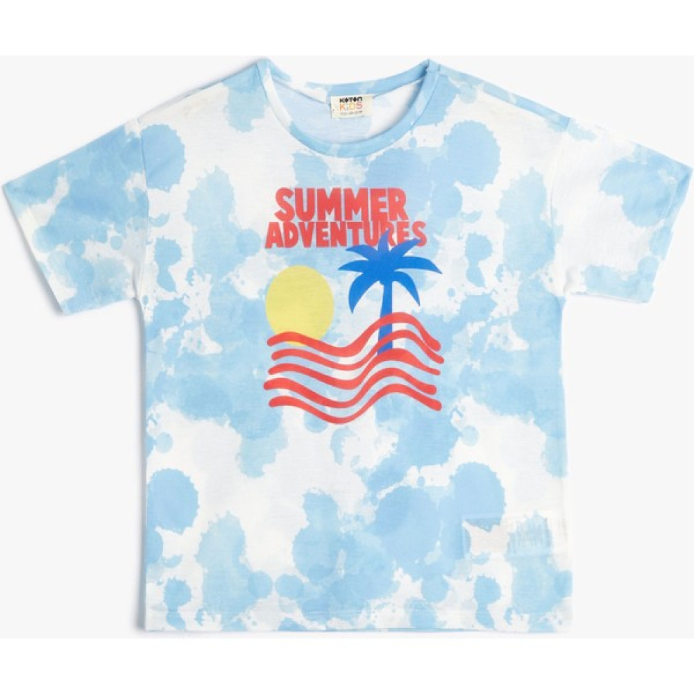 Koton Tişört Batik Desenli Baskılı Kısa Kollu Bisiklet Yaka Erkek Çocuk T-shirt Fiyatı