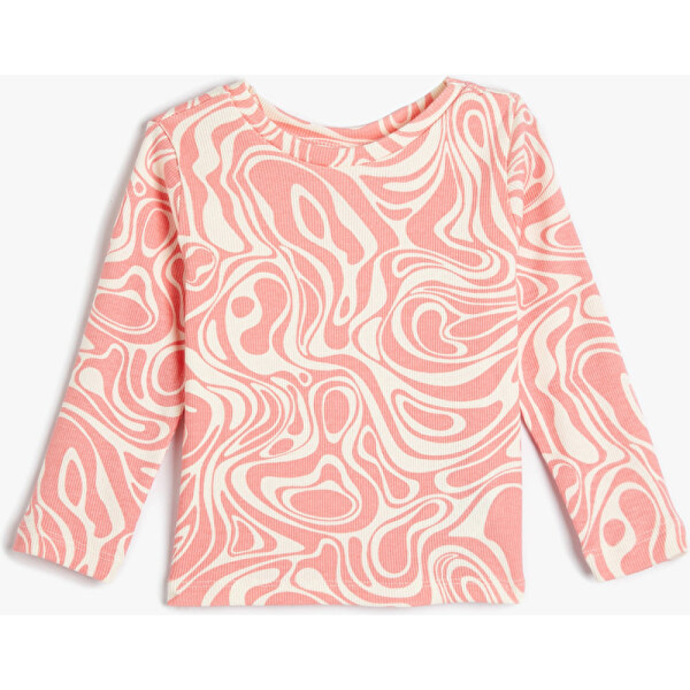 Koton Tişört Batik Desenli Uzun Kollu Bisiklet Yaka Pamuklu Bebek T-shirt Fiyatı