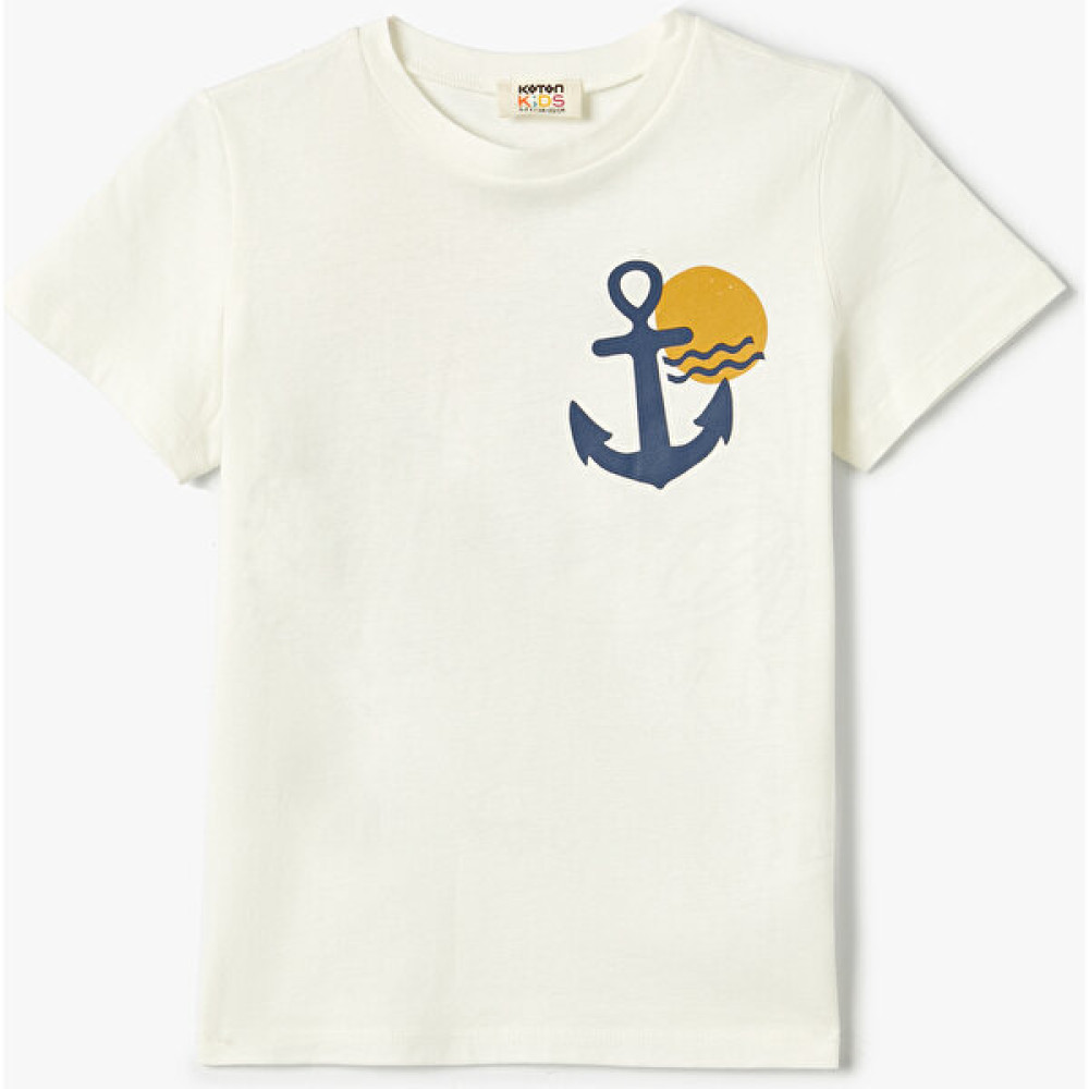 Koton Tişört Çapa Baskılı Kısa Kollu Bisiklet Yaka Pamuklu Erkek Çocuk T-shirt Fiyatı