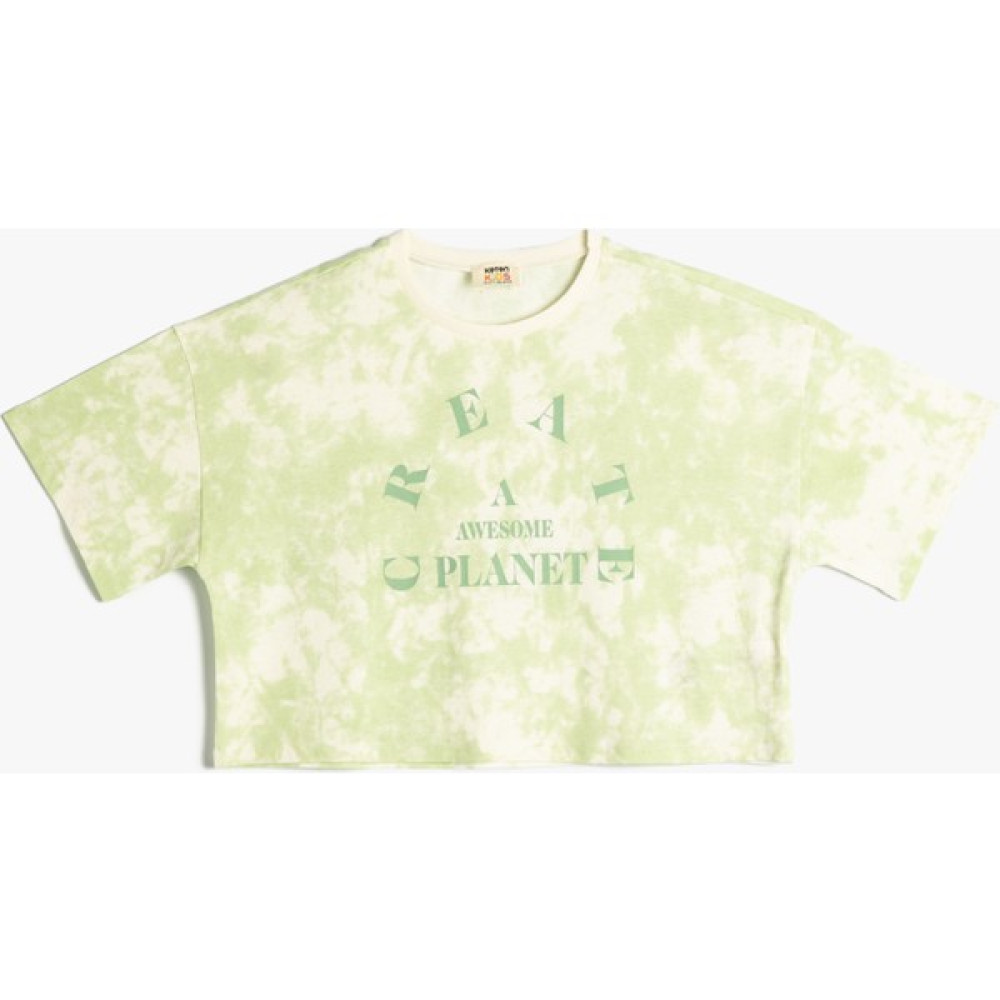 Koton Tişört Crop Oversize Batik Desenli Bisiklet Yaka Baskılı Kız Çocuk T-shirt Fiyatı