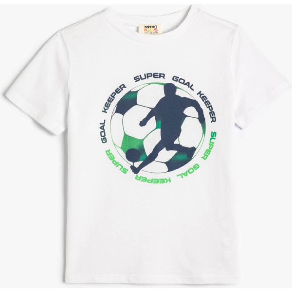 Koton Tişört Futbol Baskılı Kısa Kollu Pamuklu Erkek Çocuk T-shirt Fiyatı