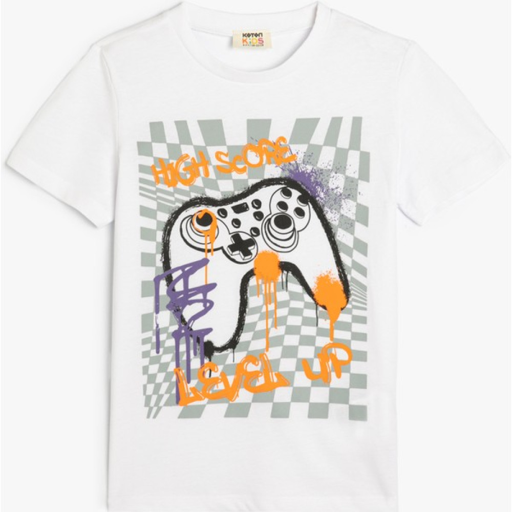 Koton Tişört Oyun Temalı Kısa Kollu Bisiklet Yaka Pamuklu Erkek Çocuk T-shirt Fiyatı