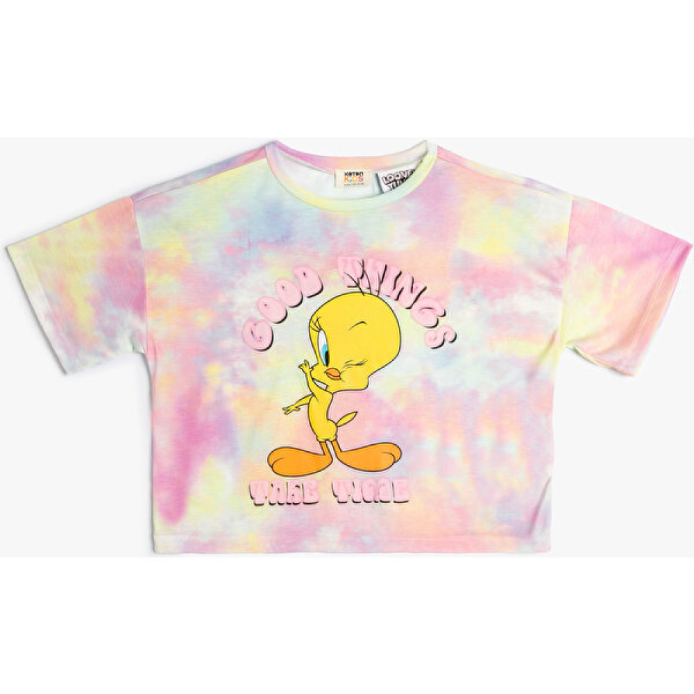 Koton Tişört Tweety Baskılı Lisanslı Kısa Kollu Batik Desenli Kız Çocuk T-shirt Fiyatı